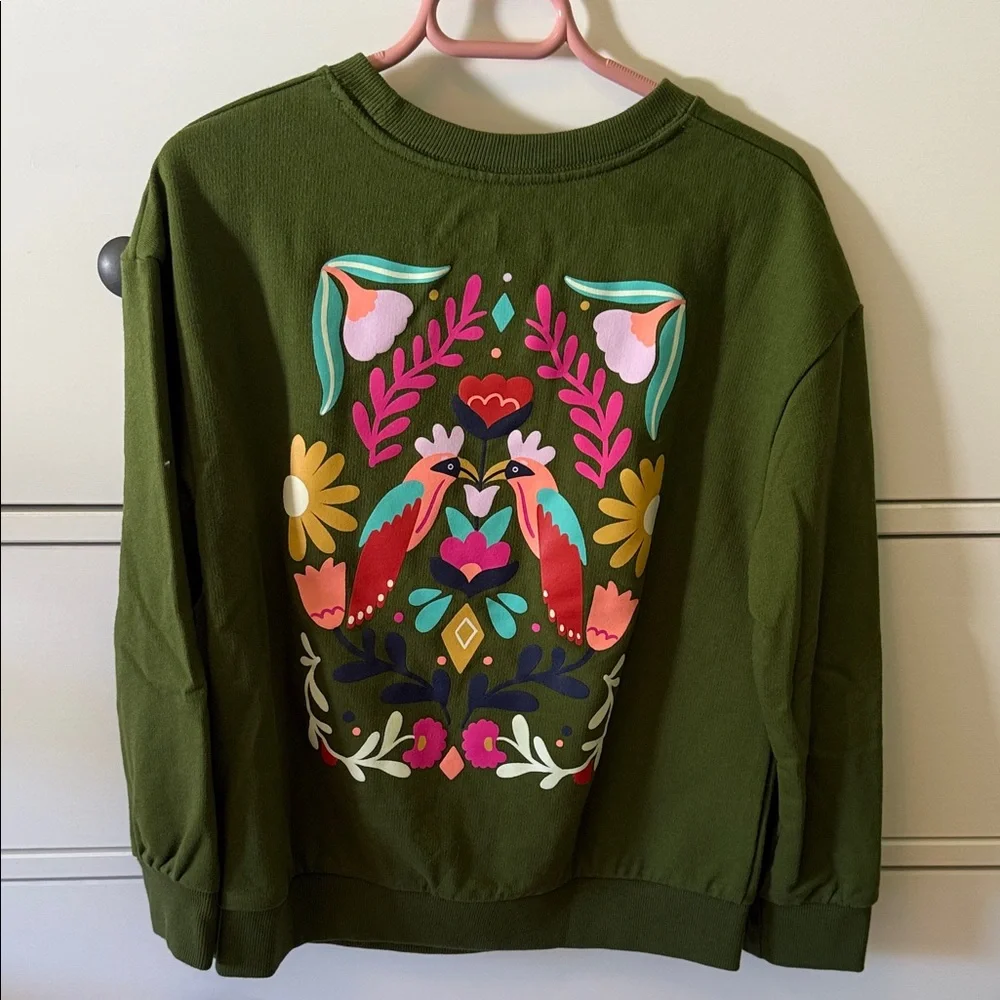 Target Green Kids Lightweight Sweatshirt with Floral Design, size M - 8.